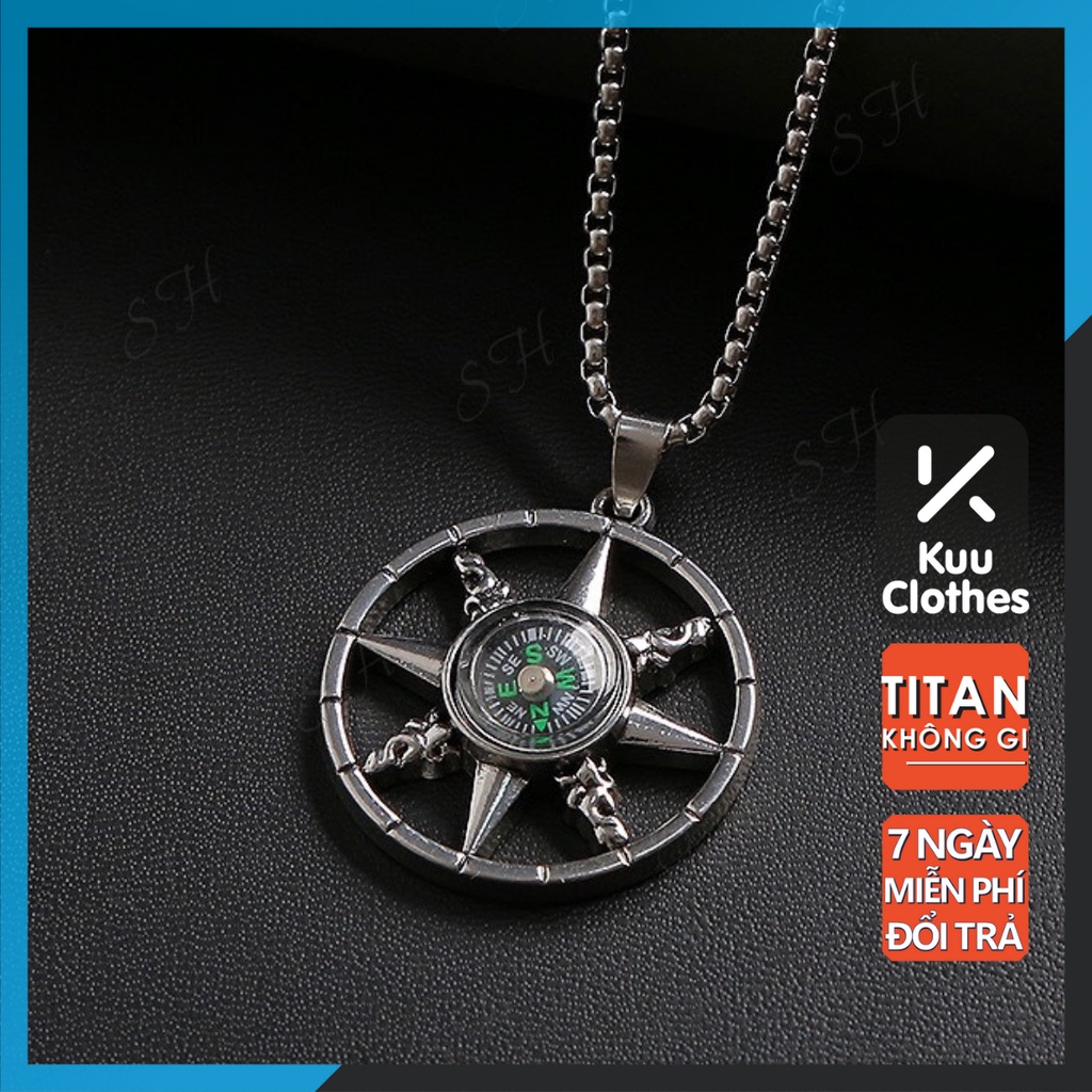 Vòng cổ nam nữ unisex dây chuyền Kuu Clothes màu bạc Titan đẹp phụ kiện thời trang - Vòng cổ La Bàn