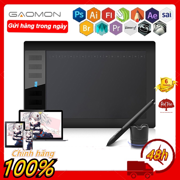 Bảng vẽ điện tử GAOMON 1060 PRO 10x6 inch phiên bản mới sử dụng được trên các phần mềm Ps, Ai, FL, AutoCad.