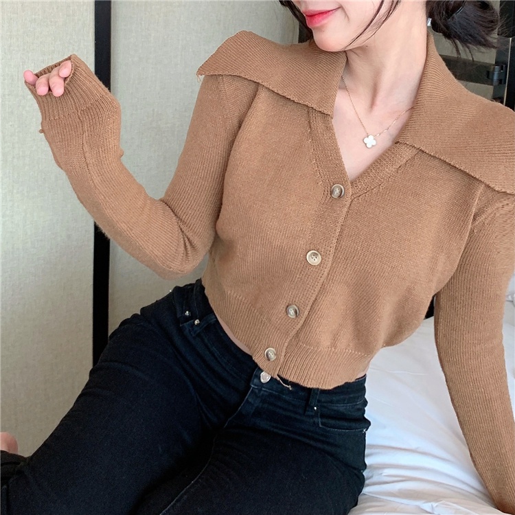 ZHELIHANGFEI Áo Khoác Cardigan Dệt Kim Cổ Tim Xinh Xắn Cho Nữ