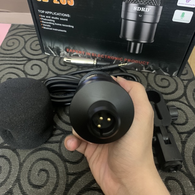 Combo thu âm livestream Mic SDRD SD-203 Card V8 có bluetooth kèm dây livestream dây lấy nhạc bh 6 tháng