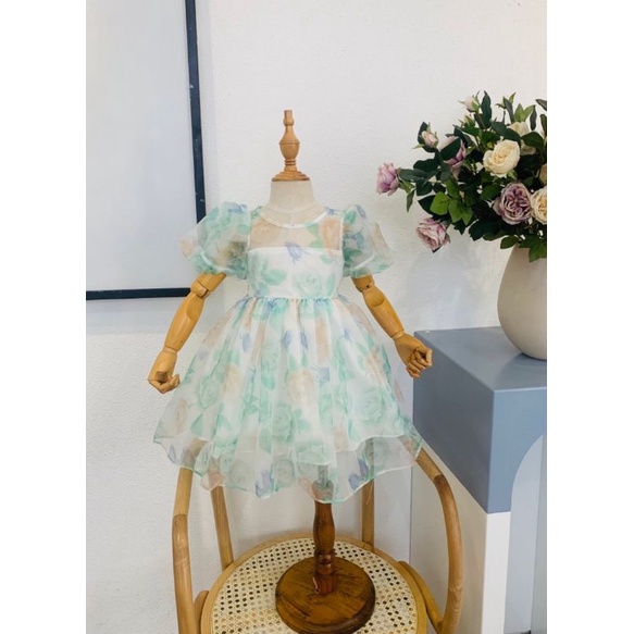 Đầm váy voan đi tiệc công chúa cao cấp haivanco mềm mại và thoáng mát cho bé gái 10 đến 45 kg đi học đi chơi đều đẹp