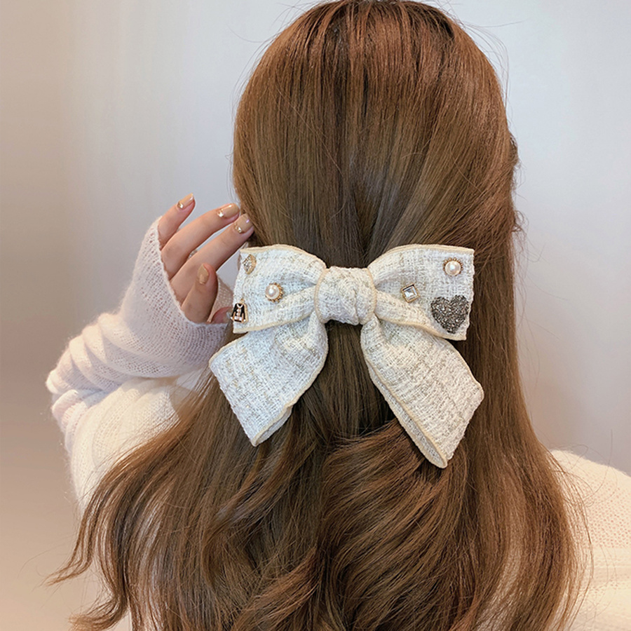 Kẹp Tóc Hình Nơ Đính Ngọc Trai Xinh Xắn Thời Trang Cho Nữ