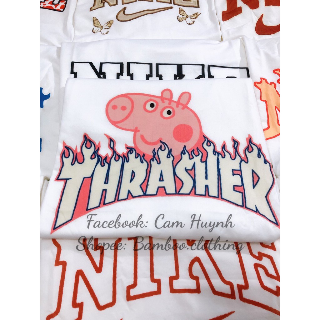 Mẫu Áo Phông Trắng Tay Lỡ In Logo Hiệu THRASHER Mùa Hè Ulzzang - Unisex Form Rộng | BigBuy360 - bigbuy360.vn