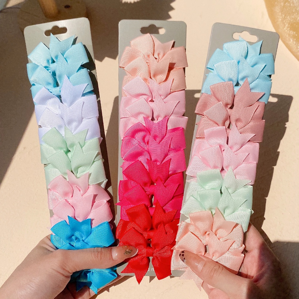 Bộ 10 Kẹp tóc KIDSBOWS bằng vải ruy băng nhiều màu sắc trang trí tóc cho bé gái