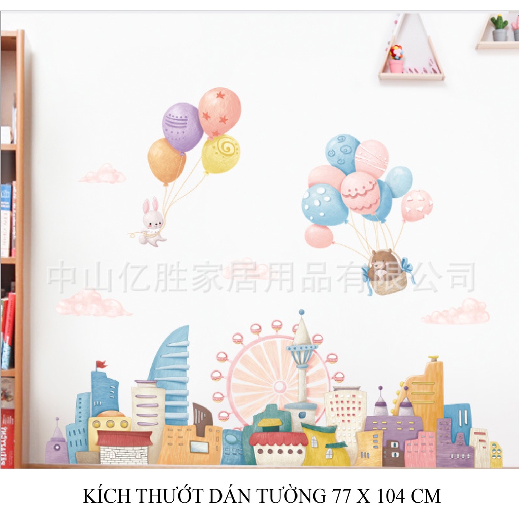 (MẪU HOT) Tranh dán trang trí mầm non, cửa kính, tủ - Tranh dán decor phong cảnh, hoạt hình, cây đo chiều cao cho bé