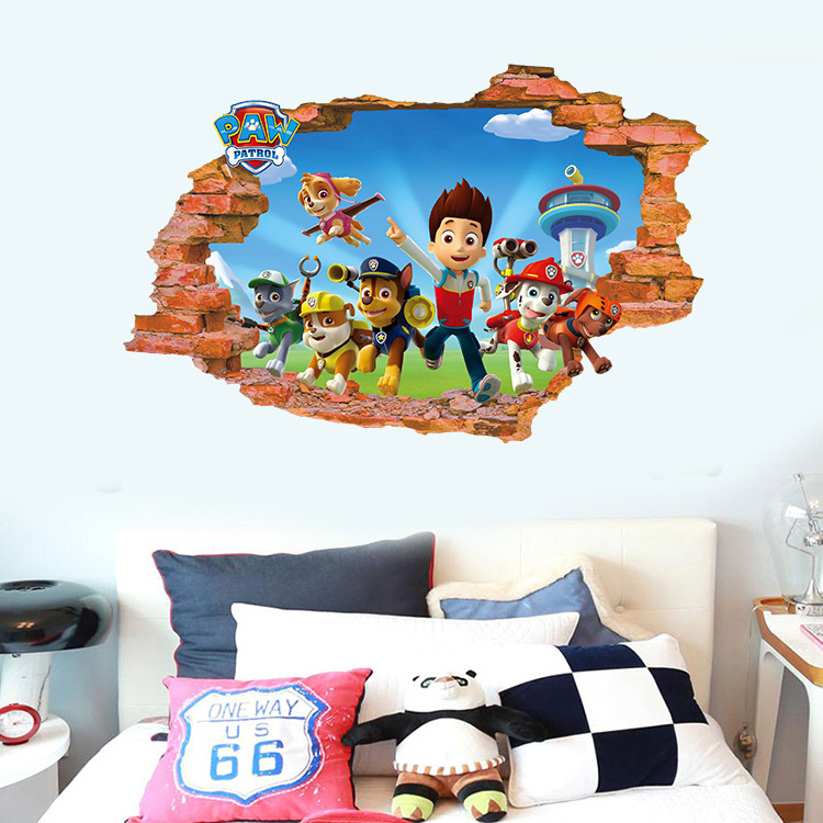 Miếng Dán Tường Trang Trí Hình Hoạt Hình Paw Patrol 3d