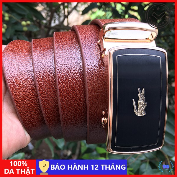 Thắt lưng nam cao cấp, khóa tự động, mặt hình cá sấu, da bò nguyên miếng, da thật 100% - S96TL01