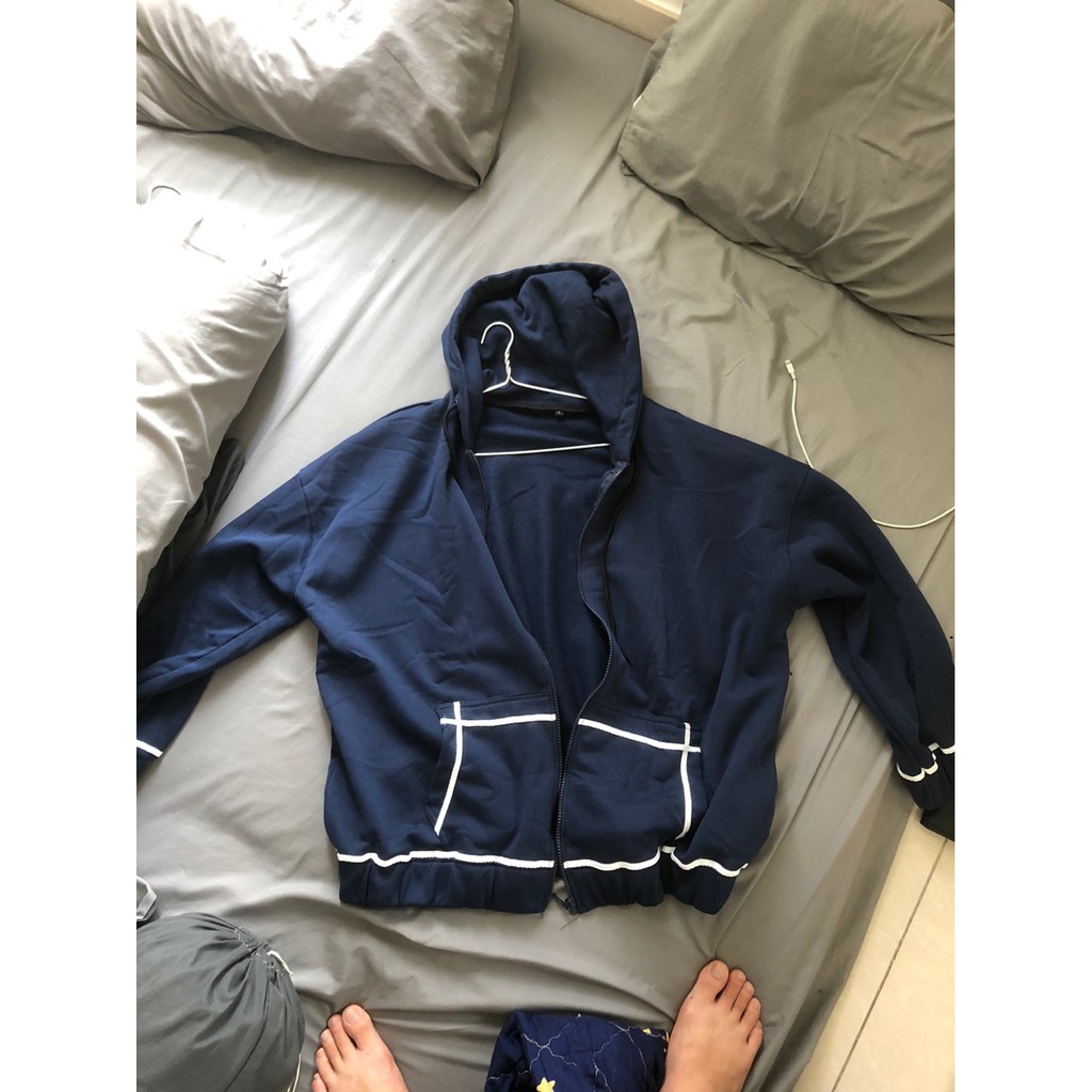 Áo Khoác Nỉ Hoodie Nữ Tay Bồng Viền - [FREESHIP] - Jacket form rộng có mũ, năng động ba màu ĐEN | XANH TÍM THAN | HỒNG | BigBuy360 - bigbuy360.vn