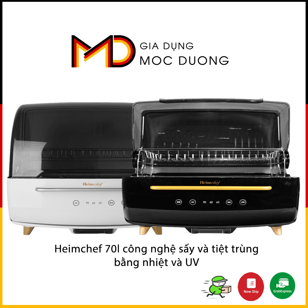 Máy sấy và tiệt trùng chén bát Heimchef 70L, công nghệ mới kết hợp tia UV và tiệt trùng nhiệt