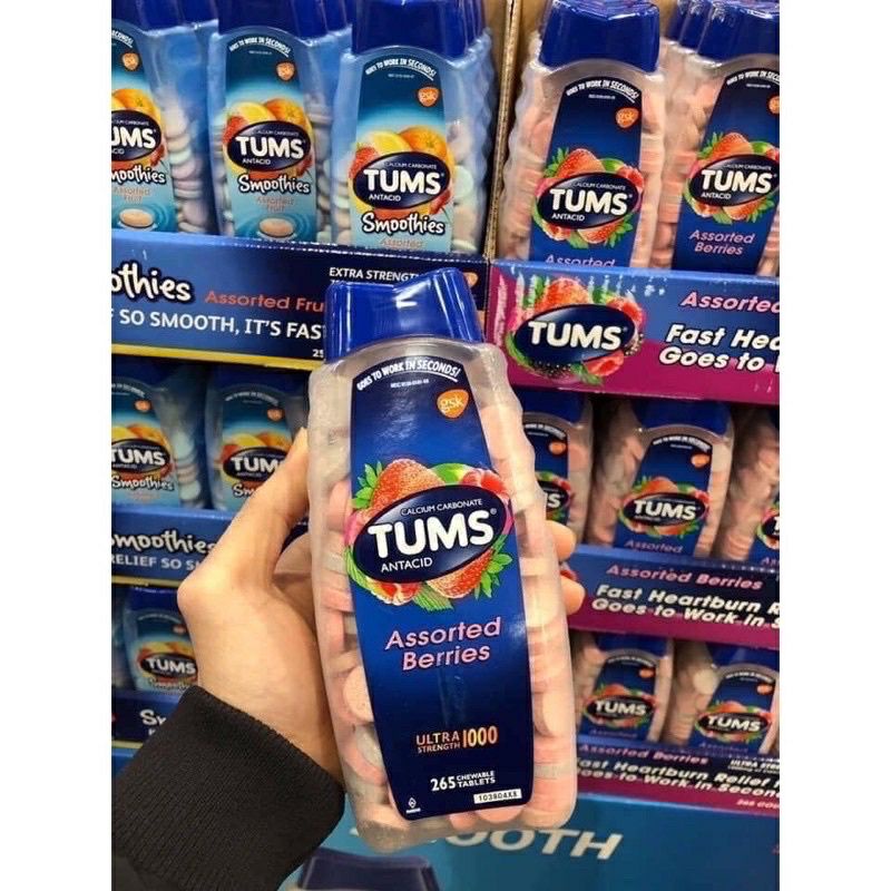 [ Date 2026] Viên ngậm Tums đau dạ dày, khó tiêu , ợ nóng, ợ chua 750mg 250 viên, 1000mg 265 viên