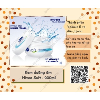 Kem dưỡng ẩm chống nẻ Nivea soft nội địa Đức 200ml mẫu mới 2021