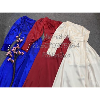Đầm tiệc phi thun lụa lệch vai xẻ đùi gợi cảm.