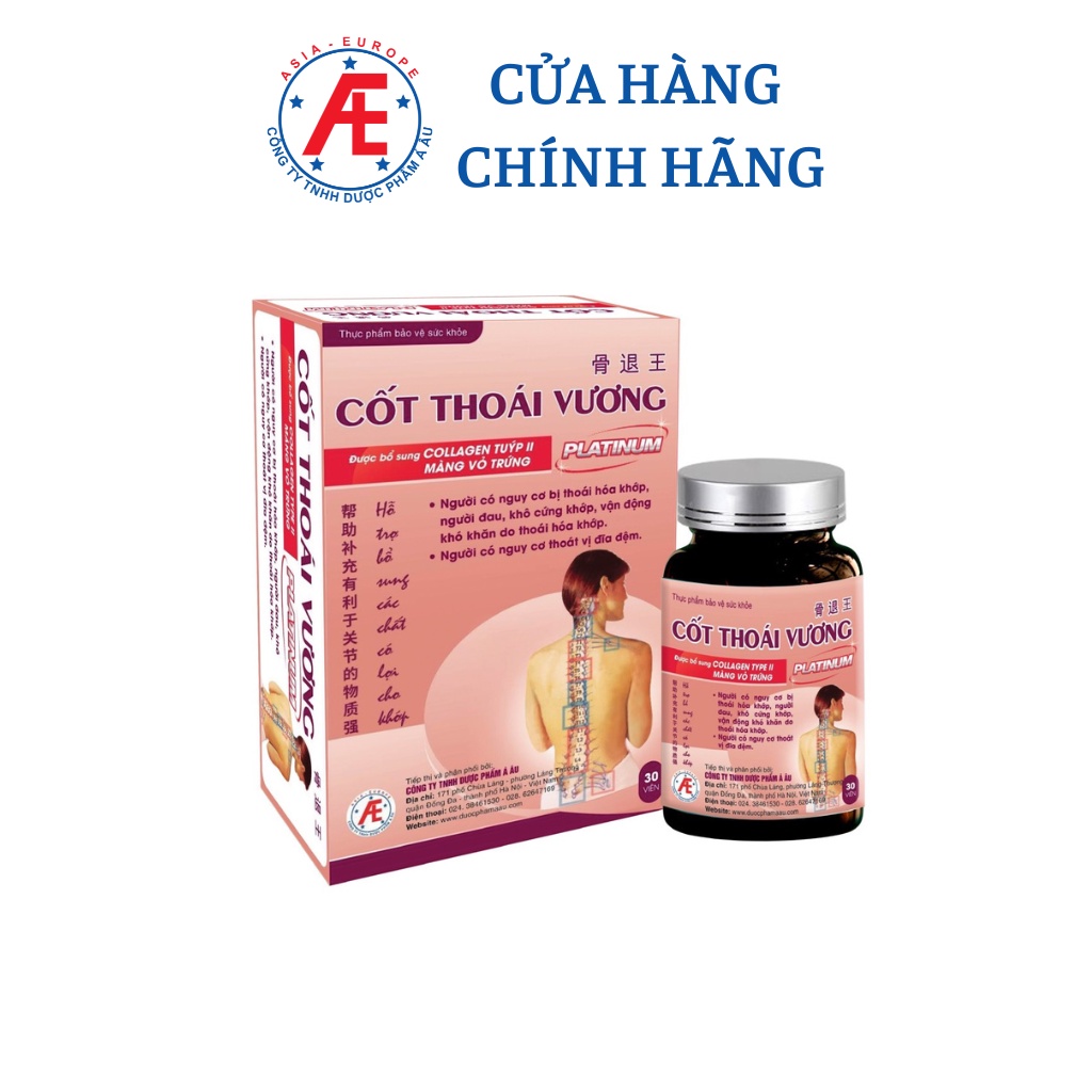 Cốt thoái vương platinum- Hỗ trợ người có nguy cơ bị thoái hóa khớp, thoát vị đĩa đệm Dược Phẩm Á Âu