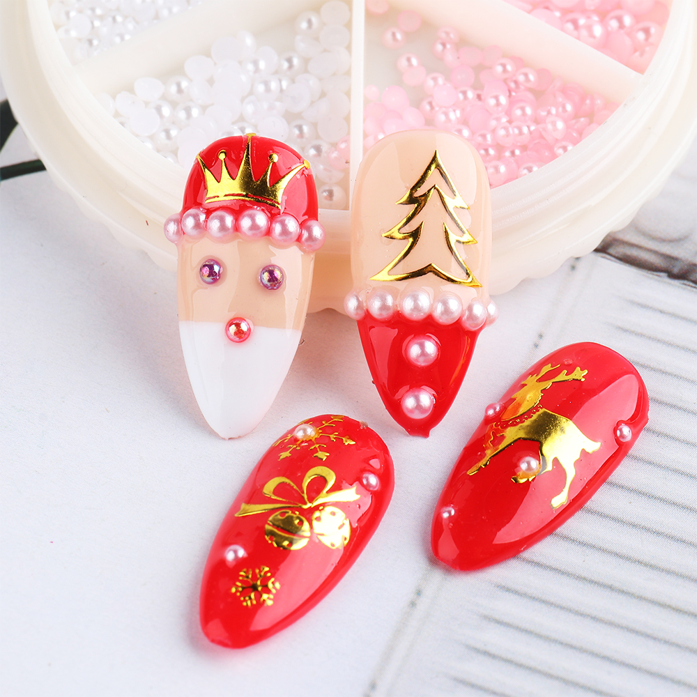 [Hàng mới về] Hộp phụ kiện hạt 3D 6 kích cỡ trang trí móng tay thời trang