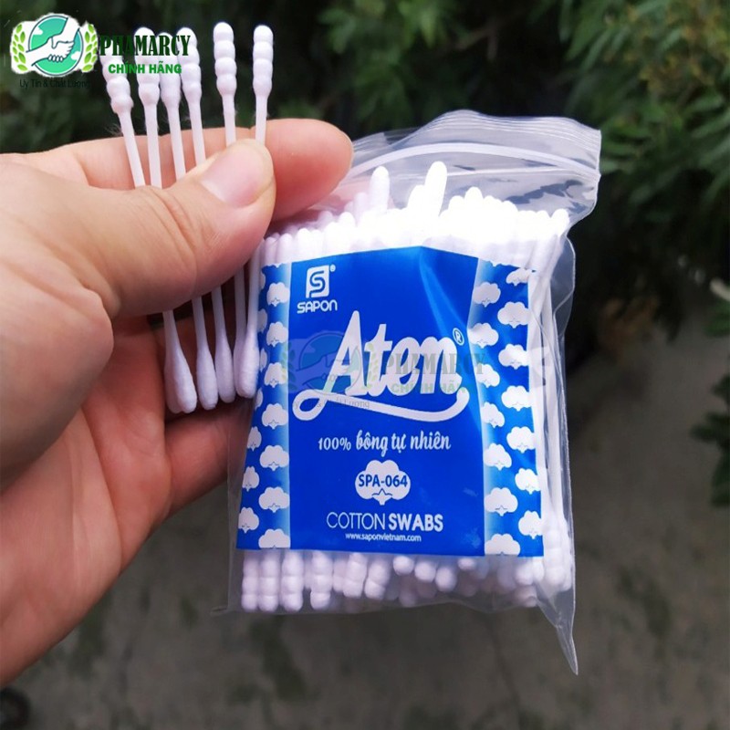 Tăm bông Aten Ngoáy tai lấy ráy tai lõi nhựa bông 2 đầu êm chắc dùng cho người lớn