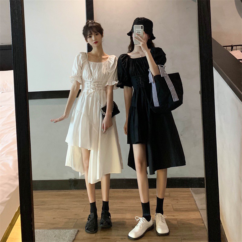 đầm ulzzang Thun Nữ Form Rộng Xẻ Tà Cá Tính