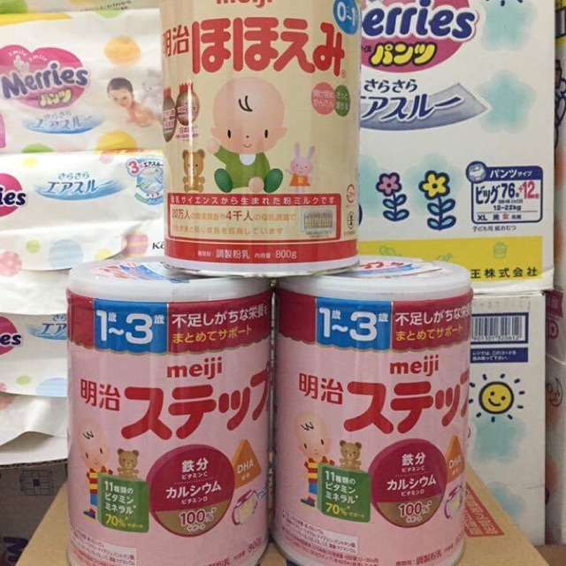 Sữa Meiji nội địa Nhật cho bé số 0-1/số 1-3 hộp sắt 800gr và dạng thanh (Date 2023)