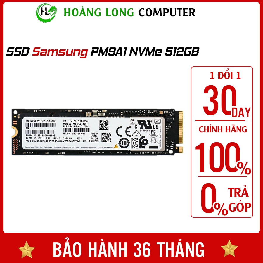 Ổ Cứng SSD Samsung PM9A1 NVMe 2280OEM M2-PCIe 512GB 6900 /5000 MB/s Samsung 980 PRO- Hoàng Long Computer
