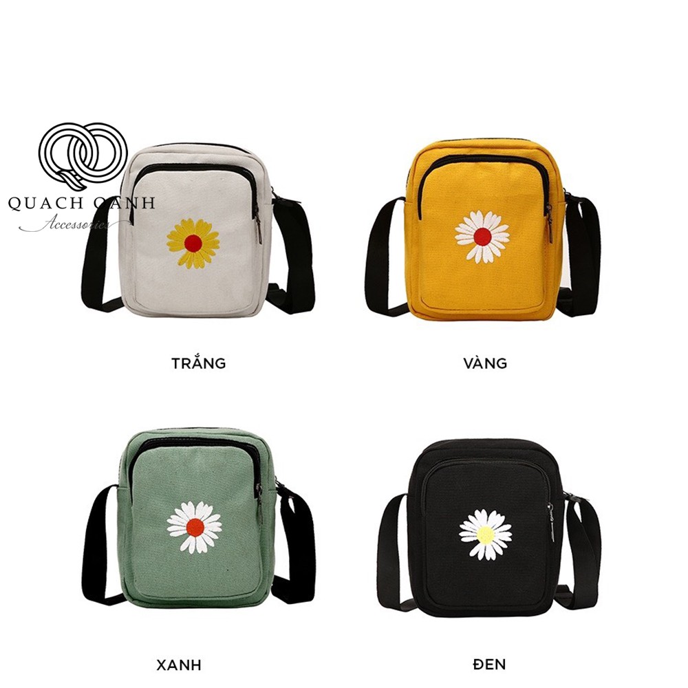 Túi đeo chéo mini họa tiết hoa cúc kèm thú bông - TX520