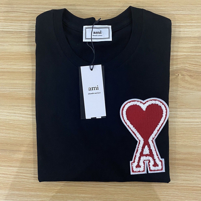 Ami + tag Áo Thun cotton Tay Ngắn Cổ Tròn In Hình Quả Đào Đỏ alexander2021 Cổ Điển Cho Cặp Đôi Nam Và Nữ