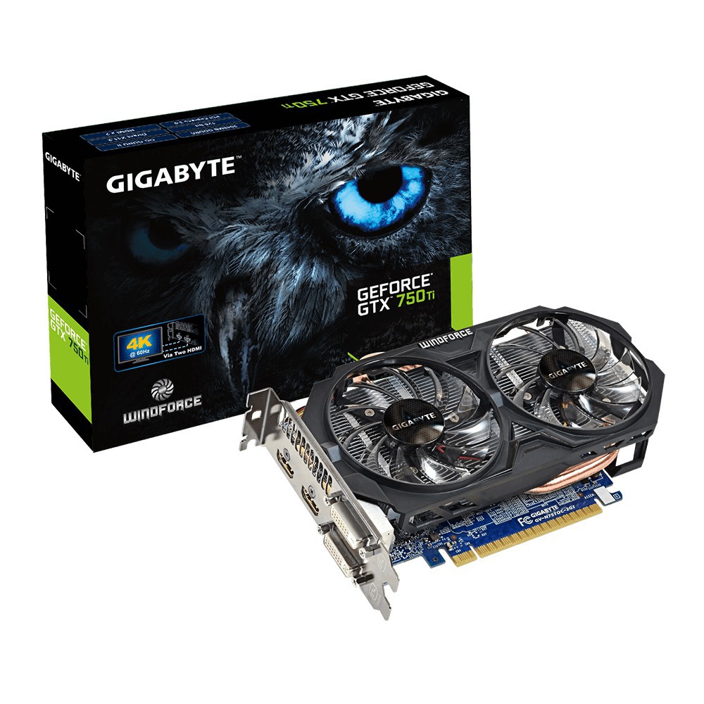 Card Màn Hình Gigabyte GTX 750 Ti 2G DDR5 2 FAN GTX 750Ti CHÍNH HẢNG