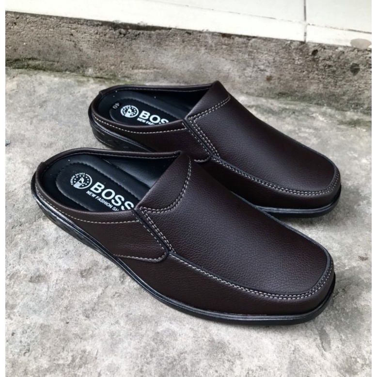 Giày không gót nam phom đẹp, mẩu mới, da mềm, mang êm chân..mã SP18..màu nâu..đế khâu sẵn rất chắc chắn