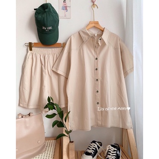 Set sơ mi quần short chỉ nổi