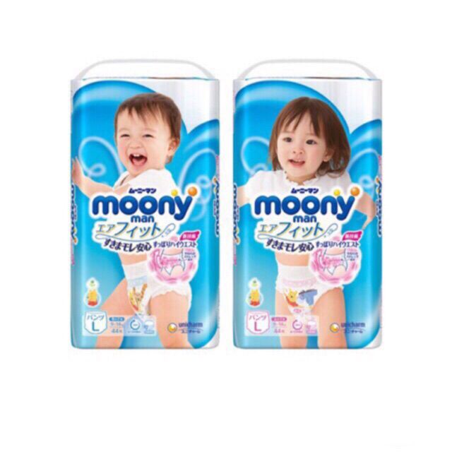 Tã quần Moony M58/XL38 bé gái/L44 Boy/L44 girl/XL38 boy/tã dán NB90