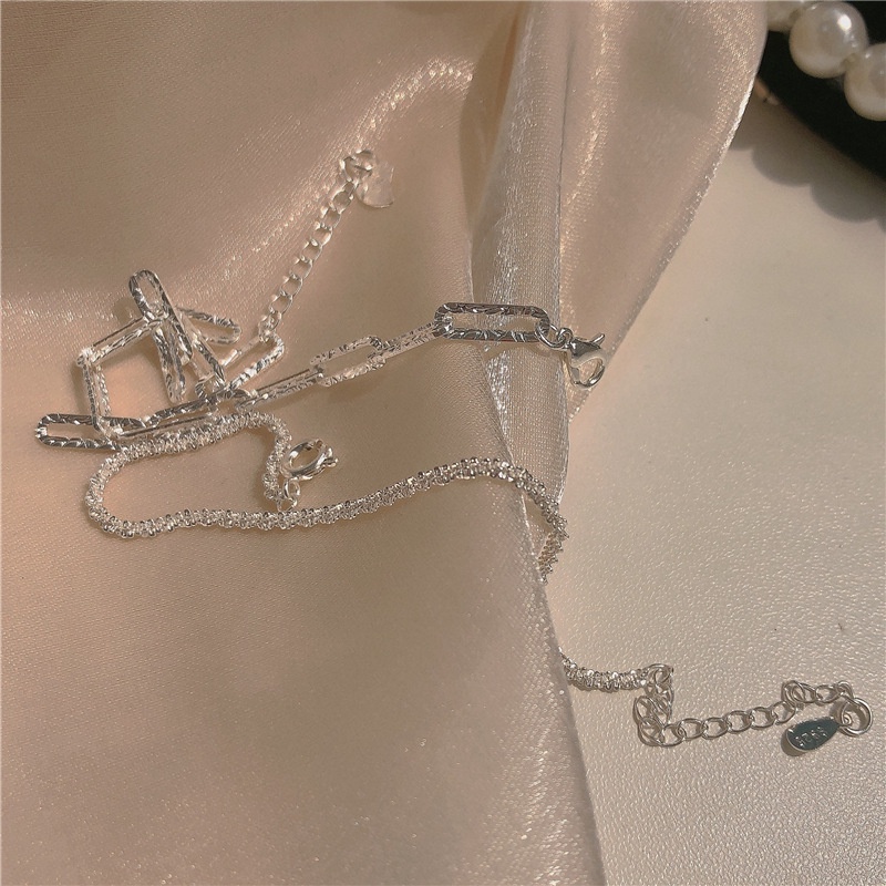 Set 2 vòng tay mạ bạc đơn giản thời trang cho nữ