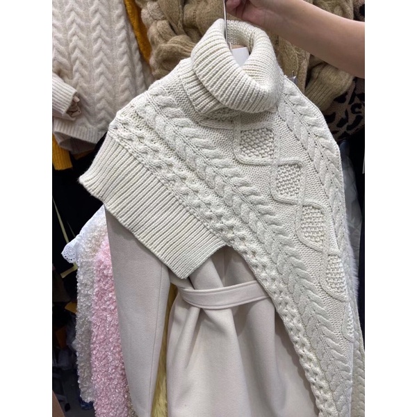 ( Ảnh thật ) A1015 Áo dạ đai cúc và khăn cổ lọ có tách lẻ | BigBuy360 - bigbuy360.vn