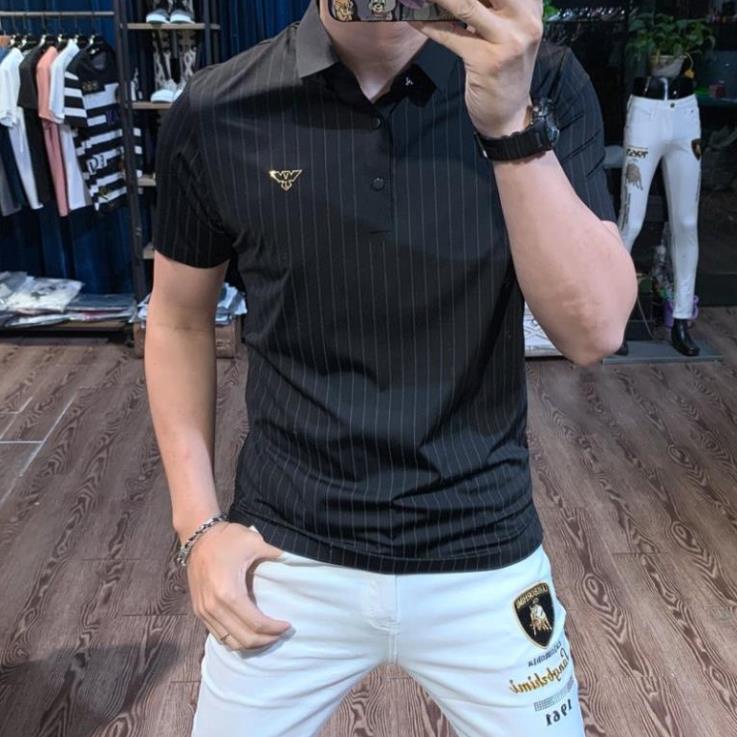 Áo thun, áo polo, áo trung niên cotton thun lạnh mịn in kẻ sọc nhiều màu form chuẩn -KO Fashion