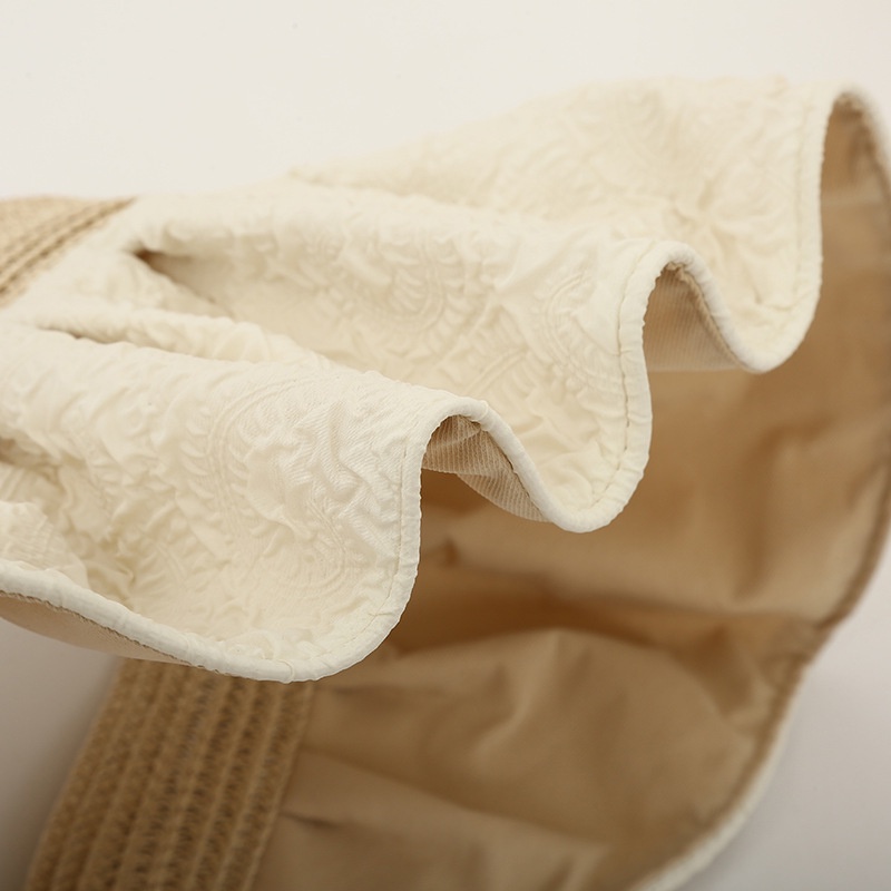 Mũ rộng vành thời trang KOMI nón nữ chống nắng nửa đầu chất cotton viền cói đẹp