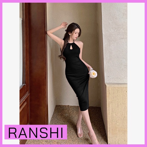 [HÀNG LOẠI 1] Đầm Cổ Yếm Hở Lưng RANSHI Đi Tiệc Sang Trọng, Váy Body Xẻ Tà Sexy Siêu Tôn Dáng Chất Dày Dặn - RBD017