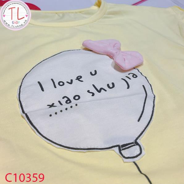 Thời trang trẻ em - Bộ áo quần thun lửng cho bé gái hình bong bóng - Quần áo bé gái - Bộ bé gái