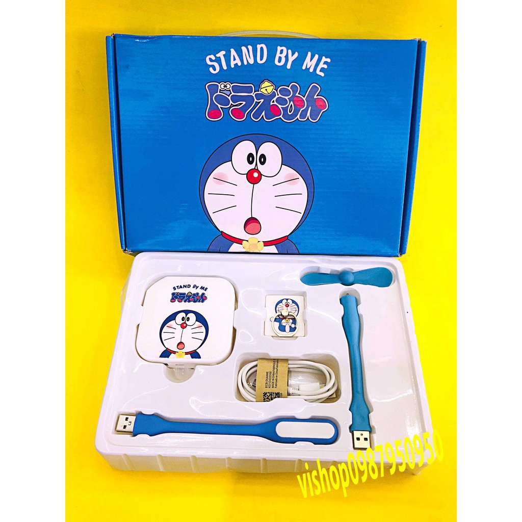 BỘ COMBO SẠC DỰ PHÒNG 5 MÓN ĐÁNG YÊU HÌNH DOREMON – HELLO KITTY