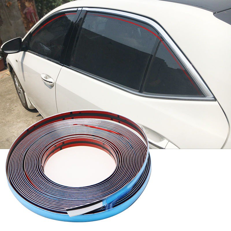 Cuộn 13M Nẹp Viền Trang Trí Chân Kính Ô Tô Mạ Crom Bản 1cm - 2cm - 3cm nẹp viền kính, cửa xe, badsok - Auto Bảo Lộc