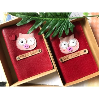 Combo vỏ hộ chiếu đôi 14 -vỏ hộ chiếu heo - vỏ hộ chiếu hà mã