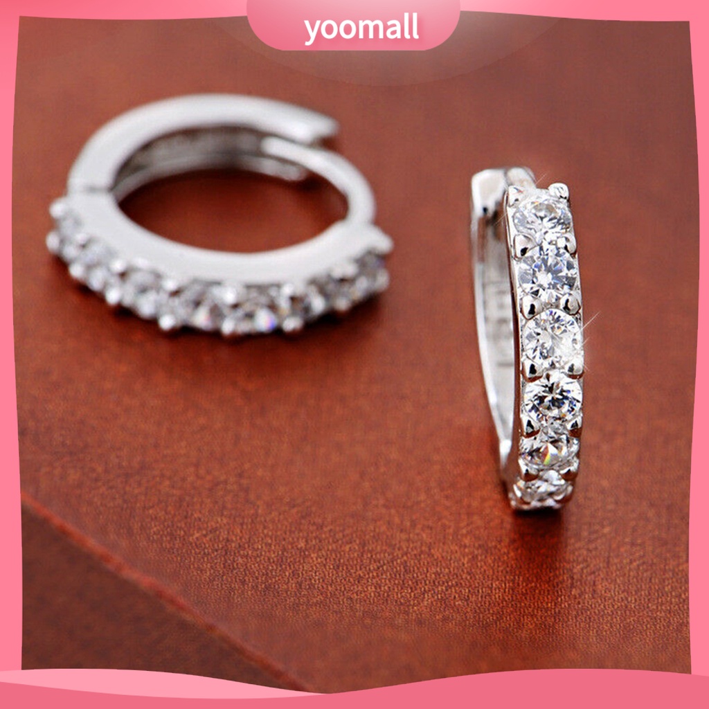 Khuyên tai mạ bạc đính đá thời trang thanh lịch dành cho nữ