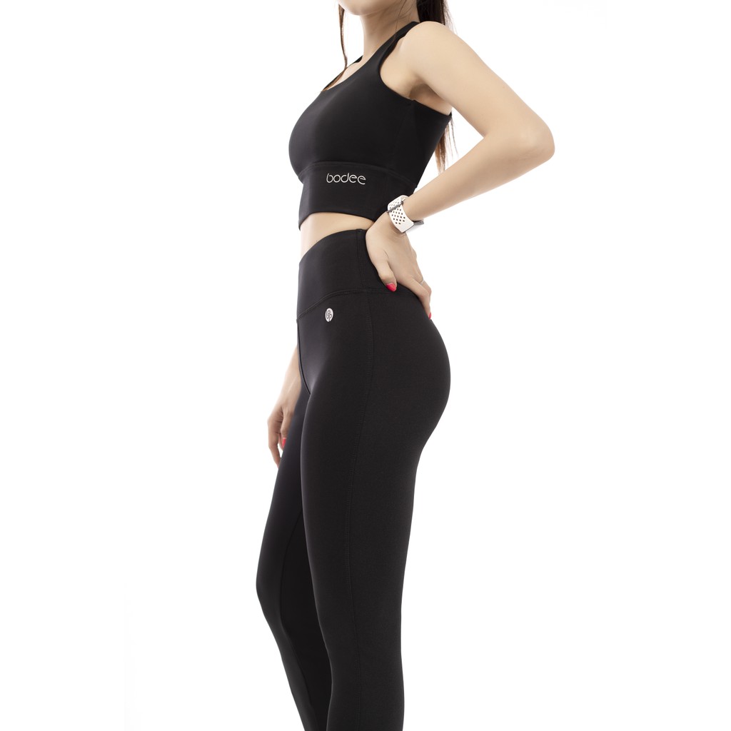 Quần legging nữ để tập gym, yoga, chạy bộ, thể thao BODEE CONFY màu đen | WebRaoVat - webraovat.net.vn