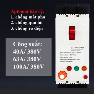 ATTOMAT CHỐNG MẤT PHA, MẤT DÂY TRUNG TÍNH, QUÁ TẢI, CHỐNG DÒ ĐIỆN BẢO VỆ ĐỘNG CƠ 3 PHA 380V LW