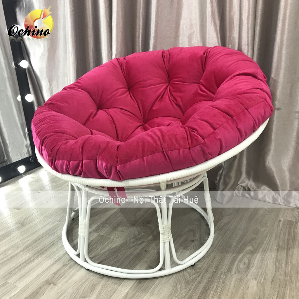 Ghế Ngồi Thư Giãn Papasan Bao Gồm Đệm Khung Sắt Nhựa Giả Mây Cao Cấp Đường Kính 1 Mét ( Có Sẵn)