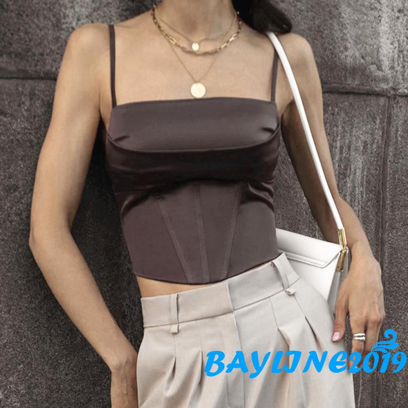 Áo Tank Top Hai Dây Cổ Vuông Viền Độc Đáo Phong Cách Đường Phố Cho Nữ