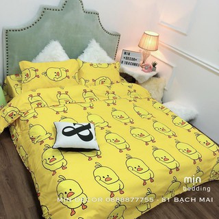 Set 5 Món Ga Gối Vỏ Chăn Lồng Ruột Gối ôm Mẫu VỊT VÀNG