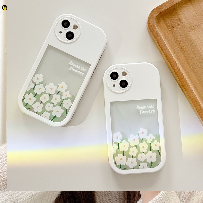 Ốp Điện Thoại Mềm Trong Suốt Họa Tiết Hoa Trắng Đơn Giản Cho iPhone 13 12 11 Pro Max XS Max XR X