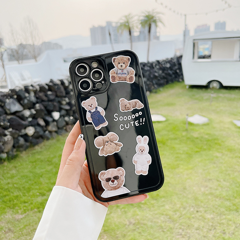 Ốp iphone Vỏ điện thoại silicon Cute plush bear tpu Phone Case For iPhone 11 Pro Max X Xr Xs Max 7 8 Plus Se 2020 12 pro max 12 mini