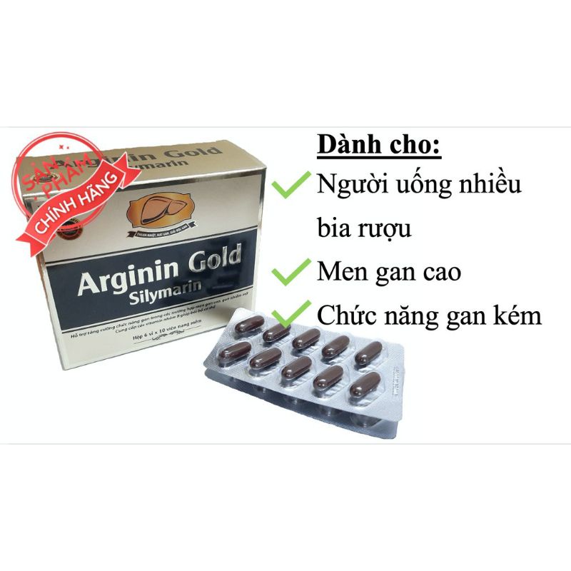 Viên uống ARGININ GOLD SILYMARIN ⚡ CAM KẾT CHÍNH HÃNG ⚡ Viên uống hỗ trợ thải độc gan, thanh nhiệt