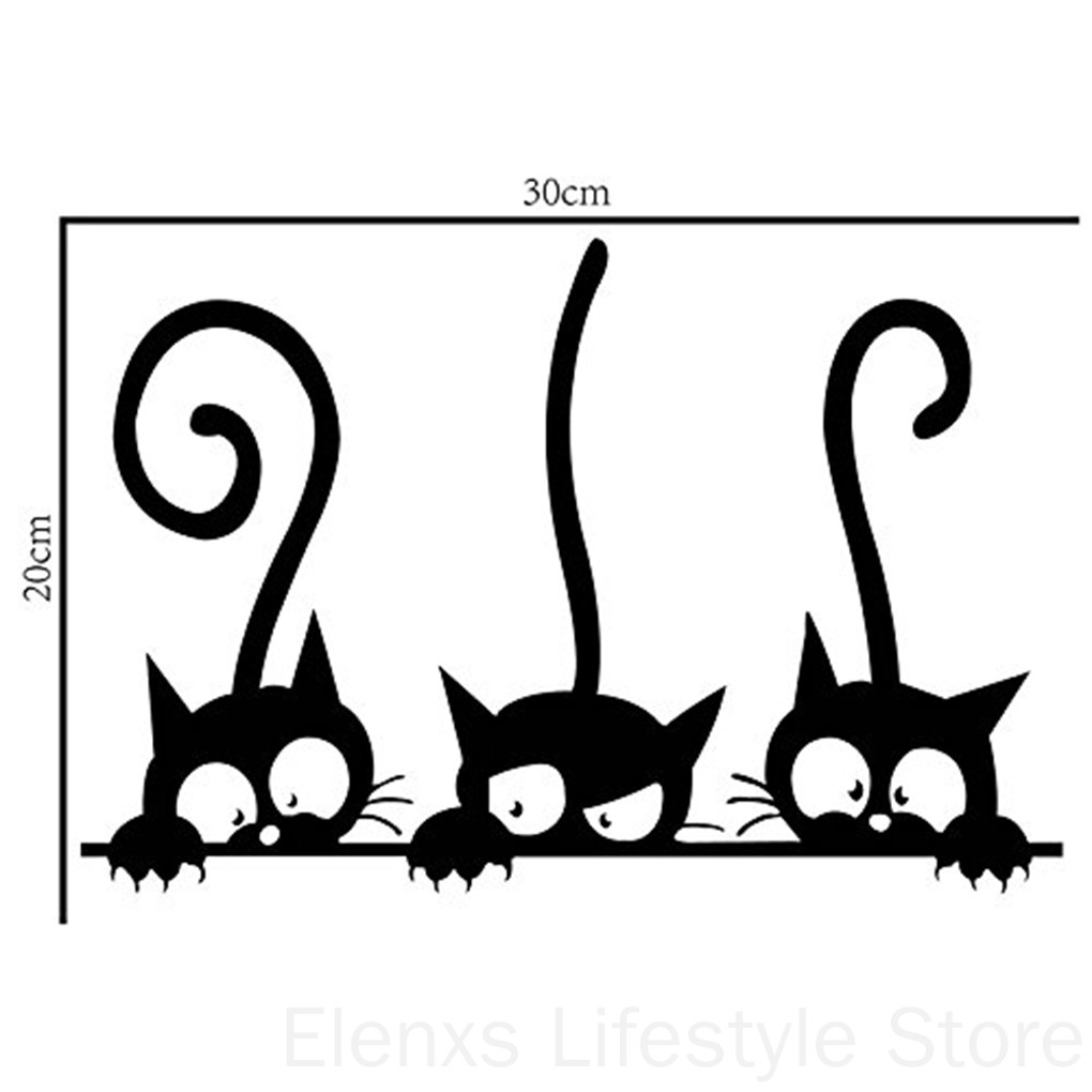 Sticker Dán Tường Họa Tiết Hình Con Mèo Theo Phong Cách Hoạt Hình