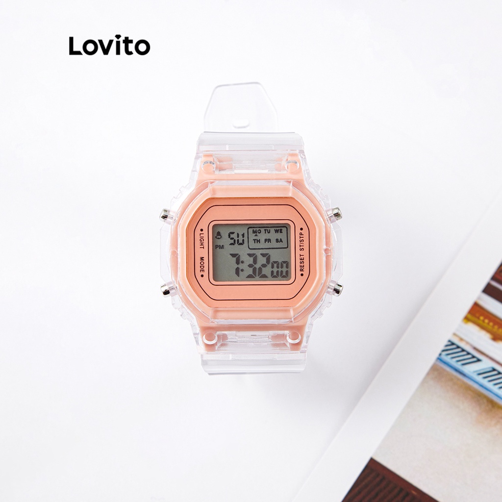 Đồng Hồ Điện Tử Lovito Dây đeo trong suốt trơn Đèn LED đa chức năng Bình thường LL4023 (Hồng/Tím/Trắng/Vàng)