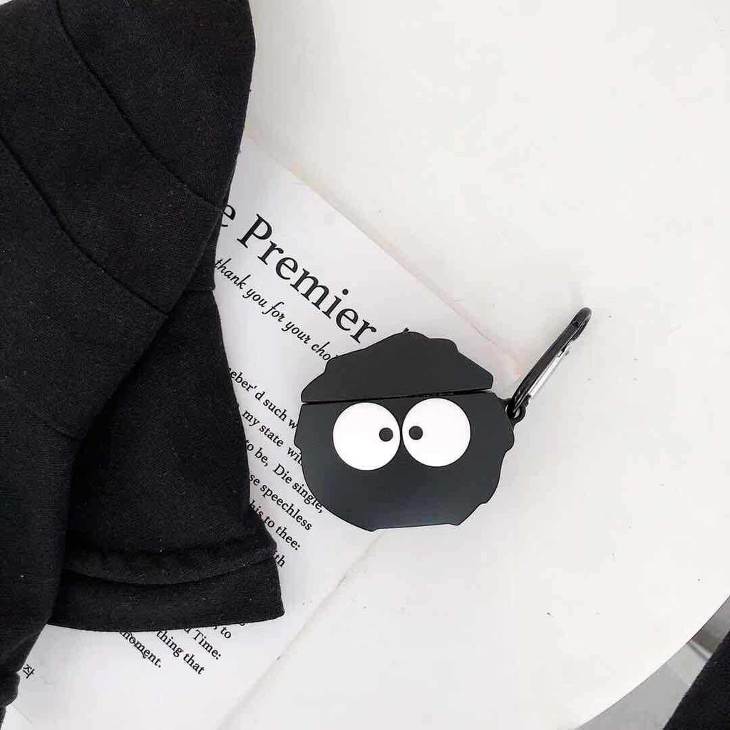 Vỏ Bảo Vệ Hộp Sạc Tai Nghe airpods 1 / 2 pro 3 Bằng Silicon Chống Rơi Hình Bình Rượu Màu Đen Dễ Thương Ốp