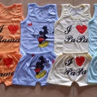 Bộ cotton hình cộc tay cho bé